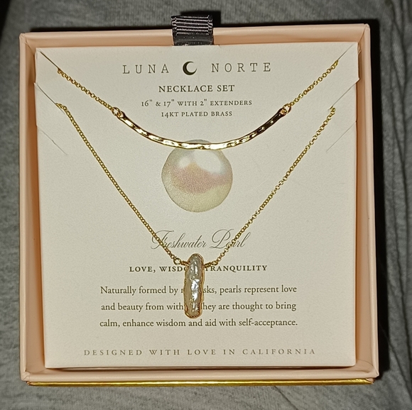 2 PC LUNA NORTE MOON GOLD PLATED FRESHWATER PEARLS - Picture 2 of 5
